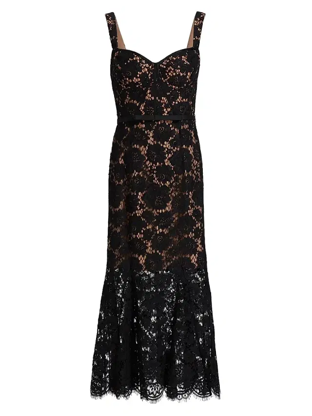 Self-Portrait Women's Fine Lace Midi-Dress - Black
