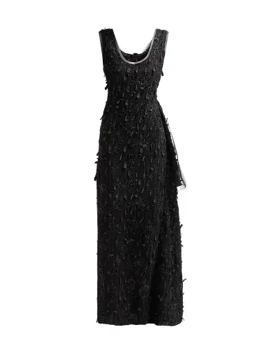 A.W.A.K.E. MODE Women's Side-Drape Textured Maxi Dress | Thumbnail 1