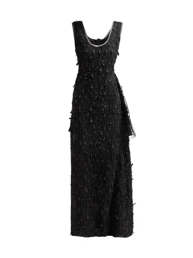 A.W.A.K.E. MODE Women's Side-Drape Textured Maxi Dress - Black