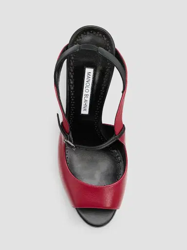 Manolo Blahnik Women's Chungasan Leather Slingback Sandals - Dark Red Black | Thumbnail 5 Manolo Blahnik Women's Chungasan Leather Slingback Sandals - Dark Red Black | Thumbnail 5