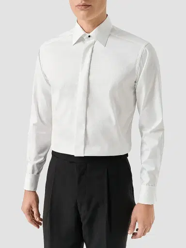 Eton Men's Geometric Brocade Formal Contemporary-Fit Shirt - White - Size 18 | Thumbnail 3