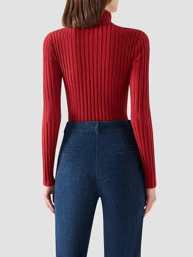 Akris punto Women's Wool Knit Turtleneck Sweater - Rusty Red - Size 16 | Thumbnail 3 Akris punto Women's Wool Knit Turtleneck Sweater - Rusty Red - Size 16 | Thumbnail 3