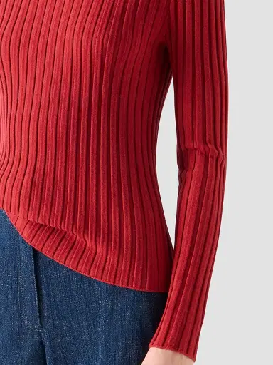 Akris punto Women's Wool Knit Turtleneck Sweater - Rusty Red - Size 16 | Thumbnail 5 Akris punto Women's Wool Knit Turtleneck Sweater - Rusty Red - Size 16 | Thumbnail 5