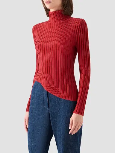 Akris punto Women's Wool Knit Turtleneck Sweater - Rusty Red - Size 16 | Thumbnail 6 Akris punto Women's Wool Knit Turtleneck Sweater - Rusty Red - Size 16 | Thumbnail 6