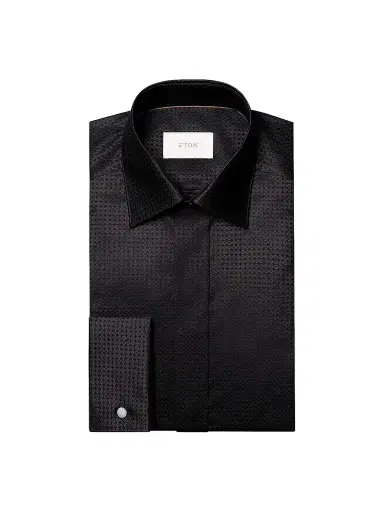 Eton Men's Geometric Brocade Formal Contemporary-Fit Shirt - Black - Size 18 | Thumbnail 1