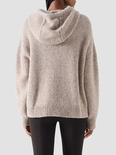 Akris punto Women's Fluffy Alpaca-Wool Knit Hoodie - Oat - Size 16 | Thumbnail 3 Akris punto Women's Fluffy Alpaca-Wool Knit Hoodie - Oat - Size 16 | Thumbnail 3