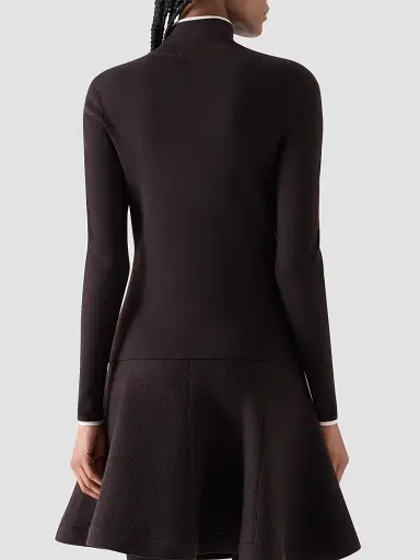 Akris punto Women's Merino Wool Knit Zip Cardigan - Espresso Cream - Size 16 | Thumbnail 3 Akris punto Women's Merino Wool Knit Zip Cardigan - Espresso Cream - Size 16 | Thumbnail 3
