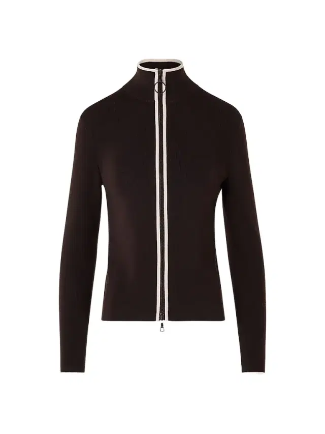 Akris punto Women's Merino Wool Knit Zip Cardigan - Espresso Cream