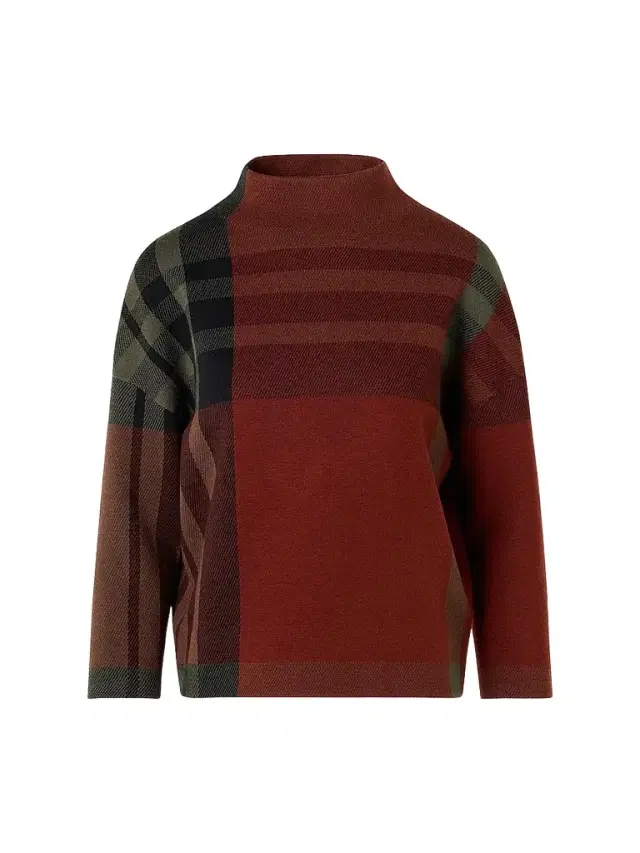 Akris punto Women's Jacquard Check Boxy Sweater - Copper Black