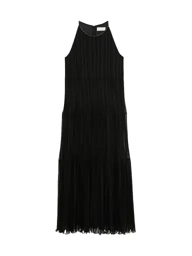 Marina Rinaldi Women's Long Pleated Georgette Dress - Black - Size 18 | Thumbnail 1 Marina Rinaldi Women's Long Pleated Georgette Dress - Black - Size 18 | Thumbnail 1