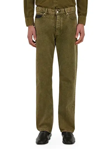 Ferragamo Men's Five-Pocket Straight Jeans - Olive - Size 38 | Thumbnail 3