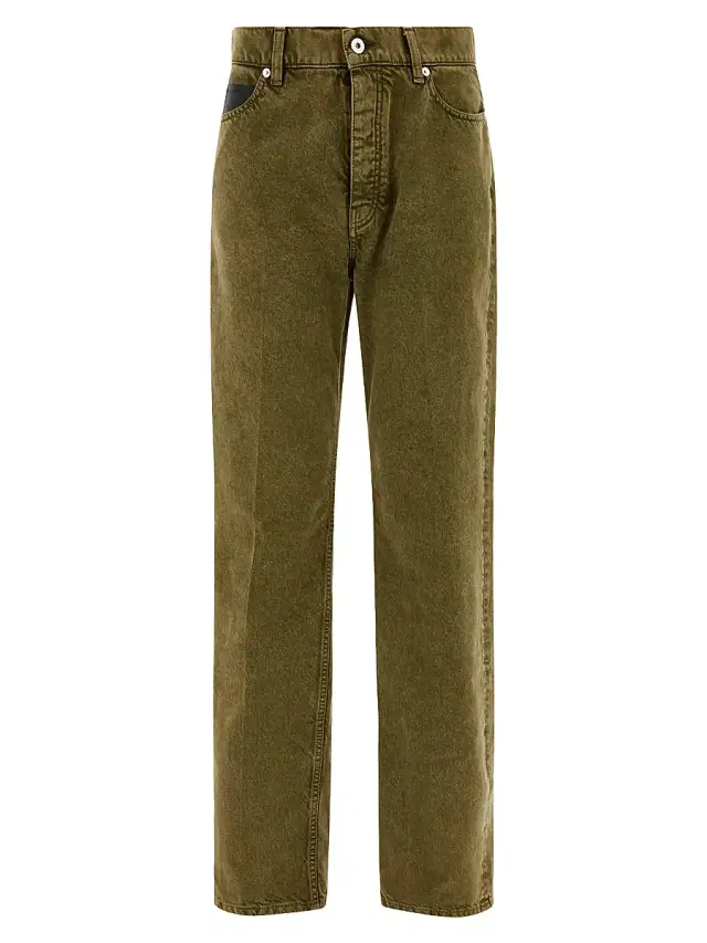 FERRAGAMO Men's Five-Pocket Straight Jeans - Olive