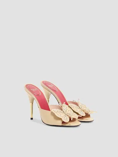 Valentino Garavani Women's Flutterby 150MM Kidskin Slide Sandals with Butterfly Detail - Rope - Size 12 | Thumbnail 2 Valentino Garavani Women's Flutterby 150MM Kidskin Slide Sandals with Butterfly Detail - Rope - Size 12 | Thumbnail 2