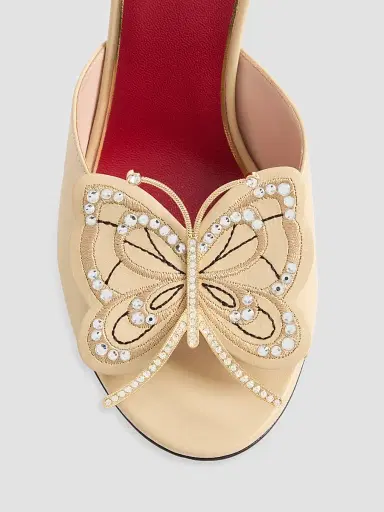 Valentino Garavani Women's Flutterby 150MM Kidskin Slide Sandals with Butterfly Detail - Rope - Size 12 | Thumbnail 5 Valentino Garavani Women's Flutterby 150MM Kidskin Slide Sandals with Butterfly Detail - Rope - Size 12 | Thumbnail 5
