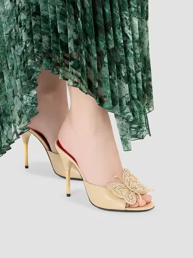 Valentino Garavani Women's Flutterby 150MM Kidskin Slide Sandals with Butterfly Detail - Rope - Size 12 | Thumbnail 7 Valentino Garavani Women's Flutterby 150MM Kidskin Slide Sandals with Butterfly Detail - Rope - Size 12 | Thumbnail 7