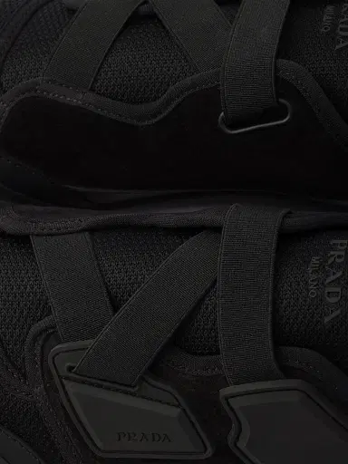 Prada Men's Speedrock Leather and Mesh Fabric Sneakers - Black - Size 12 | Thumbnail 5