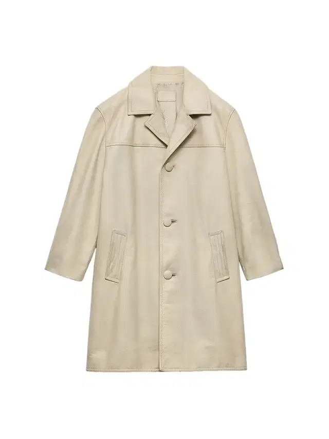 Prada Men's Leather Coat - Beige Khaki