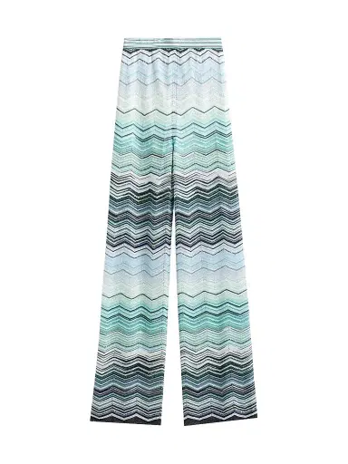 Missoni Women's Chevron Knit Trousers - Turquoise Tones | Thumbnail 1