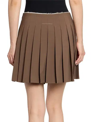 MM6 MAISON MARGIELA Women's Pleated Wool-Blend Miniskirt - Brown - Size 8 | Thumbnail 5