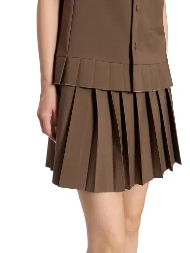 MM6 MAISON MARGIELA Women's Pleated Wool-Blend Miniskirt - Brown - Size 8 | Thumbnail 6