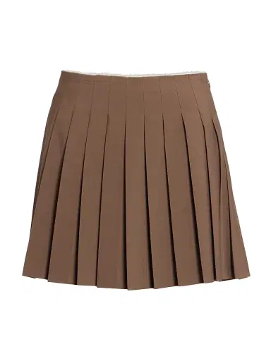 MM6 MAISON MARGIELA Women's Pleated Wool-Blend Miniskirt - Brown - Size 8 | Thumbnail 1