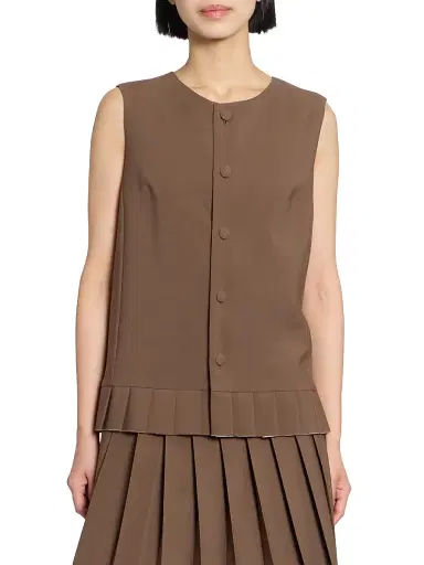 MM6 MAISON MARGIELA Women's Pleated Wool-Blend Tunic Top - Brown - Size 8 | Thumbnail 3 MM6 MAISON MARGIELA Women's Pleated Wool-Blend Tunic Top - Brown - Size 8 | Thumbnail 3