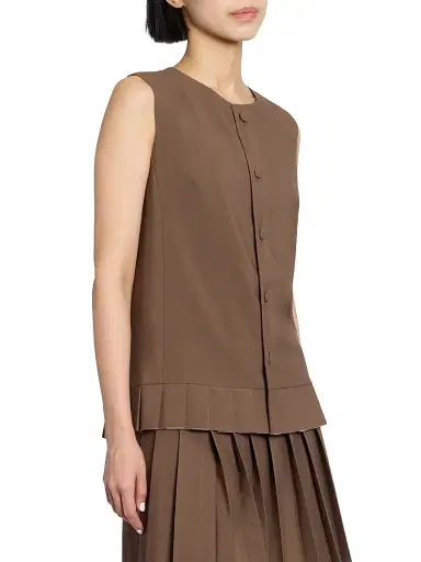 MM6 MAISON MARGIELA Women's Pleated Wool-Blend Tunic Top - Brown - Size 8 | Thumbnail 4 MM6 MAISON MARGIELA Women's Pleated Wool-Blend Tunic Top - Brown - Size 8 | Thumbnail 4