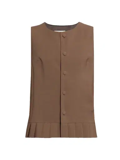 MM6 MAISON MARGIELA Women's Pleated Wool-Blend Tunic Top - Brown - Size 8 | Thumbnail 1 MM6 MAISON MARGIELA Women's Pleated Wool-Blend Tunic Top - Brown - Size 8 | Thumbnail 1