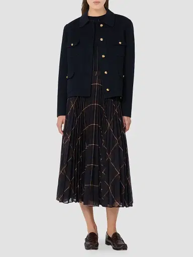 Max Mara Women's Plisse Pleated Georgette Blend Skirt - Blue Brown - Size 12 | Thumbnail 2 Max Mara Women's Plisse Pleated Georgette Blend Skirt - Blue Brown - Size 12 | Thumbnail 2
