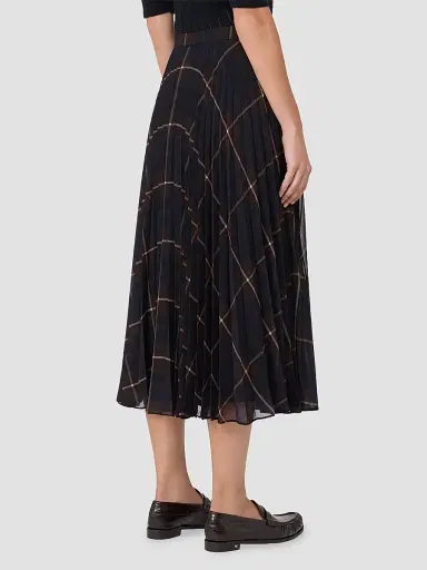 Max Mara Women's Plisse Pleated Georgette Blend Skirt - Blue Brown - Size 12 | Thumbnail 4 Max Mara Women's Plisse Pleated Georgette Blend Skirt - Blue Brown - Size 12 | Thumbnail 4