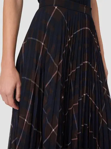 Max Mara Women's Plisse Pleated Georgette Blend Skirt - Blue Brown - Size 12 | Thumbnail 5 Max Mara Women's Plisse Pleated Georgette Blend Skirt - Blue Brown - Size 12 | Thumbnail 5