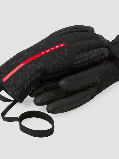 Prada Men's Gore-Tex, Leather and Knit Ski Gloves - Black - Size 10 | Thumbnail 3