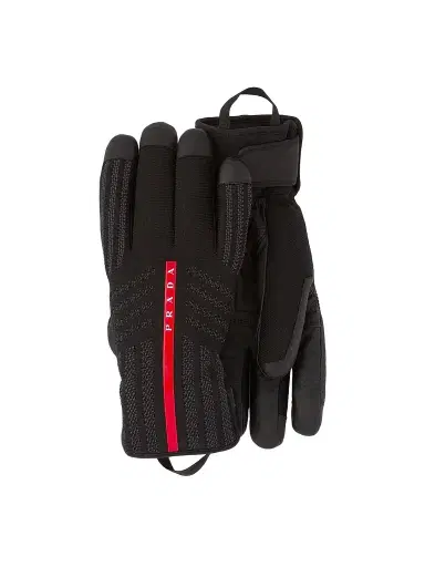 Prada Men's Gore-Tex, Leather and Knit Ski Gloves - Black - Size 10 | Thumbnail 1