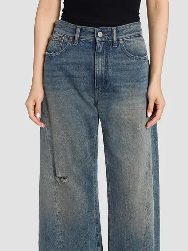 MM6 MAISON MARGIELA Women's Exposed-Seam Distressed Wide-Leg Jeans - Dark Blue - Size 28 | Thumbnail 6 MM6 MAISON MARGIELA Women's Exposed-Seam Distressed Wide-Leg Jeans - Dark Blue - Size 28 | Thumbnail 6