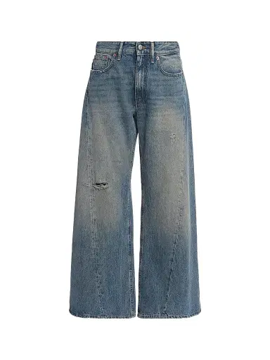 MM6 MAISON MARGIELA Women's Exposed-Seam Distressed Wide-Leg Jeans - Dark Blue - Size 28 | Thumbnail 1 MM6 MAISON MARGIELA Women's Exposed-Seam Distressed Wide-Leg Jeans - Dark Blue - Size 28 | Thumbnail 1