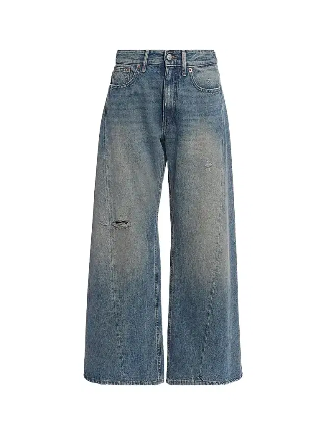 MM6 Maison Margiela Women's Exposed-Seam Distressed Wide-Leg Jeans - Dark Blue