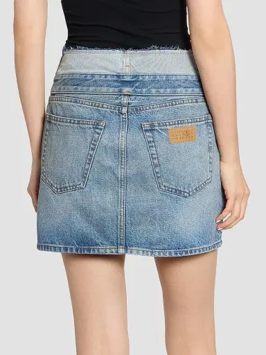 MM6 MAISON MARGIELA Women's Layered-Waist Denim Mini Skirt | Thumbnail 5