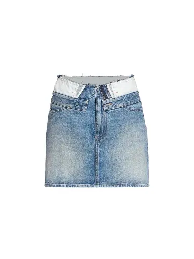 MM6 MAISON MARGIELA Women's Layered-Waist Denim Mini Skirt | Thumbnail 1
