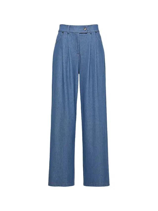 MM Max Mara Women's Denim Effect Jersey Loose Fit Trousers - Avio