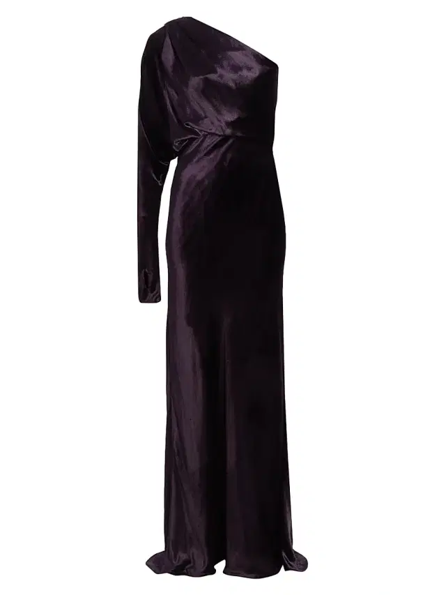 Zimmermann Women's Asymmetric Velvet One-Shoulder Gown - Aubergine