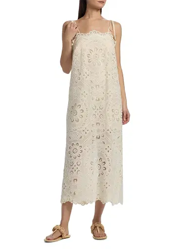 Zimmermann Women's Rhiannon Embroidered Cotton Midi-Dress - | Thumbnail 2 Zimmermann Women's Rhiannon Embroidered Cotton Midi-Dress - | Thumbnail 2