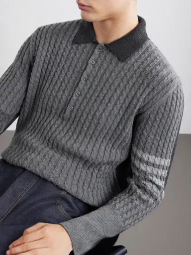 Thom Browne Knitted Merino Wool Polo Sweater - Men | Thumbnail 5 Thom Browne Knitted Merino Wool Polo Sweater - Men | Thumbnail 5