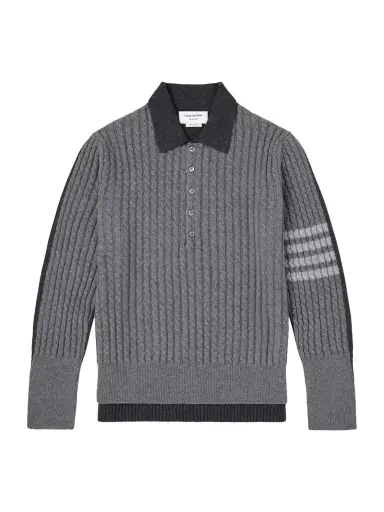 Thom Browne Knitted Merino Wool Polo Sweater - Men | Thumbnail 1 Thom Browne Knitted Merino Wool Polo Sweater - Men | Thumbnail 1