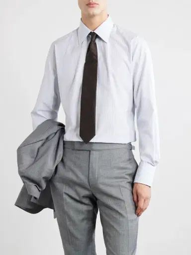Tom Ford Classic-Collar Striped Cotton-Poplin Shirt - Men | Thumbnail 3