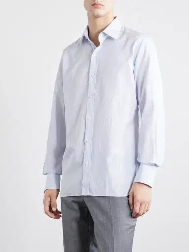 Tom Ford Classic-Collar Striped Cotton-Poplin Shirt - Men | Thumbnail 5