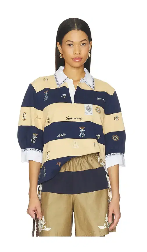 Sea Juliet Embroided Short Sleeve Rugby Top