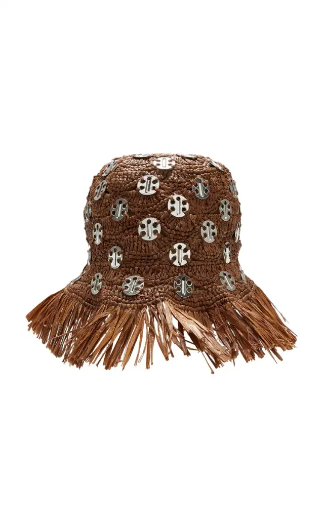 Rabanne Chainmail-Embellished Raffia Hat