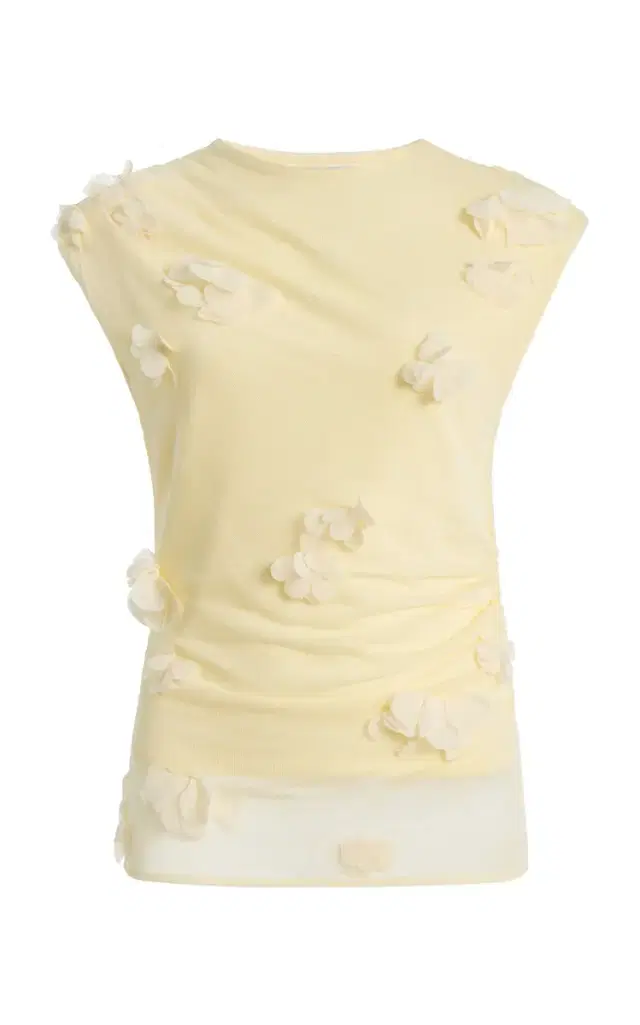 SIMKHAI Tessa Floral Applique Mesh Top