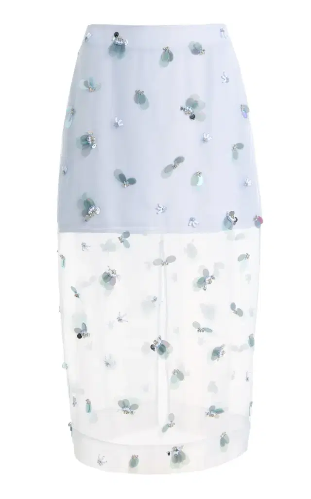 SIMKHAI Delilah Embellished Chiffon Midi Skirt