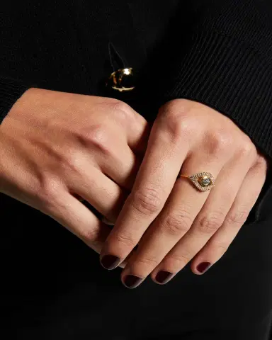 Sydney Evan 14k Gold Extra-Large Evil Eye Ring w/ Diamonds | Thumbnail 2